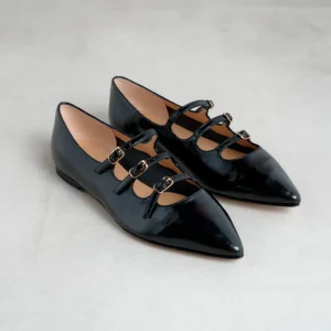 Fashion Ballerina Nera Triplo Cinturino Ballerine