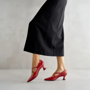 Clearance Decolleté Rossa Doppio Cinturino Décolleté