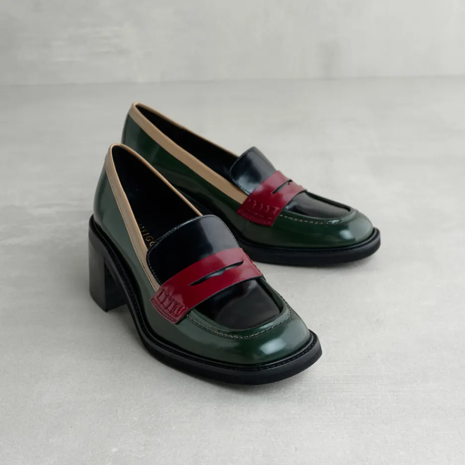 mocassino_combo_verde_con_1.webp Fashion Mocassino Combo con Tacco Mocassini