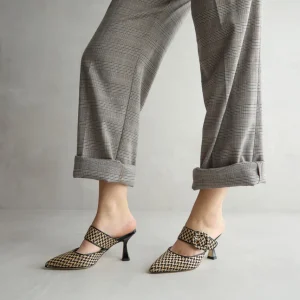 Sale Mule Rafia Beige e Nere Décolleté