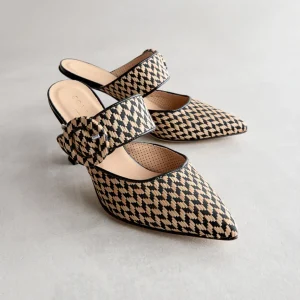 Sale Mule Rafia Beige e Nere Décolleté