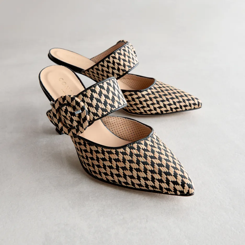 mule_rafia_beige_e_nere_1.webp Sale Mule Rafia Beige e Nere Décolleté