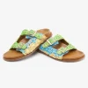 Discount Mule Rafia Azzurro Sandali Flat