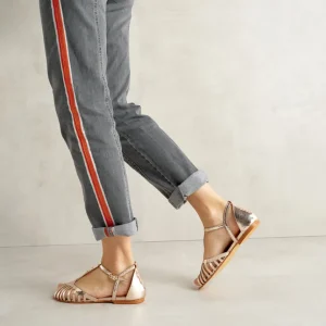 Sale Sandali T-Strap Gold Sandali Flat