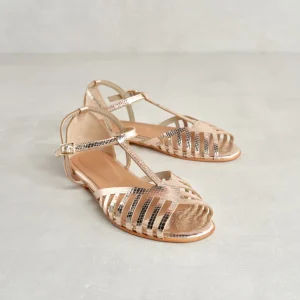 Sale Sandali T-Strap Gold Sandali Flat