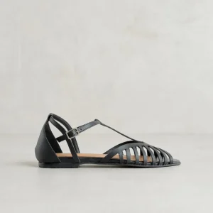 Clearance Sandali T-Strap Neri Sandali Flat