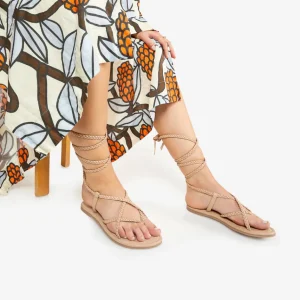 Online Sandalo Beige a Trecce Sandali Flat