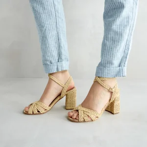 Fashion Sandalo Rafia Beige Sandali Con Tacco