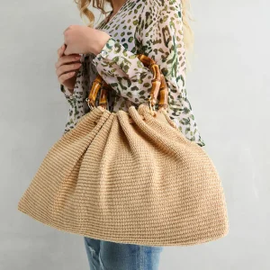 Fashion Shopper Beige Bamboo Borse