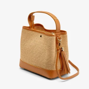 Outlet Shopper Rafia e Pelle Chiaro Borse