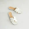 Outlet Slider Bianca Imbottita Sandali Flat