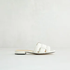 Outlet Slider Bianca Imbottita Sandali Flat