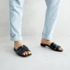 Sale Slider Nera Imbottita Sandali Flat