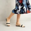 Online Slider Rafia Beige e Nera Sandali Flat