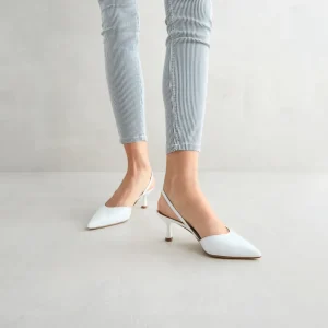 Hot Slingback Bianca a Punta Décolleté