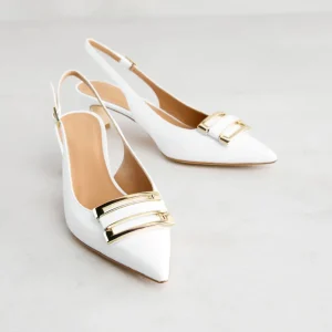 Discount Slingback Bianca con Fibbia Décolleté