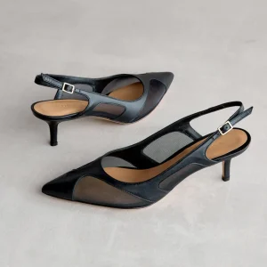 Discount Slingback Nera in Rete Décolleté