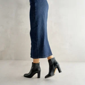 Clearance Stivaletto in Pelle Nera Stivaletti Con Tacco