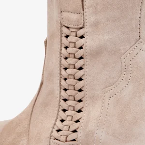 Sale Texano Beige con Ricamo Stivaletti Con Tacco
